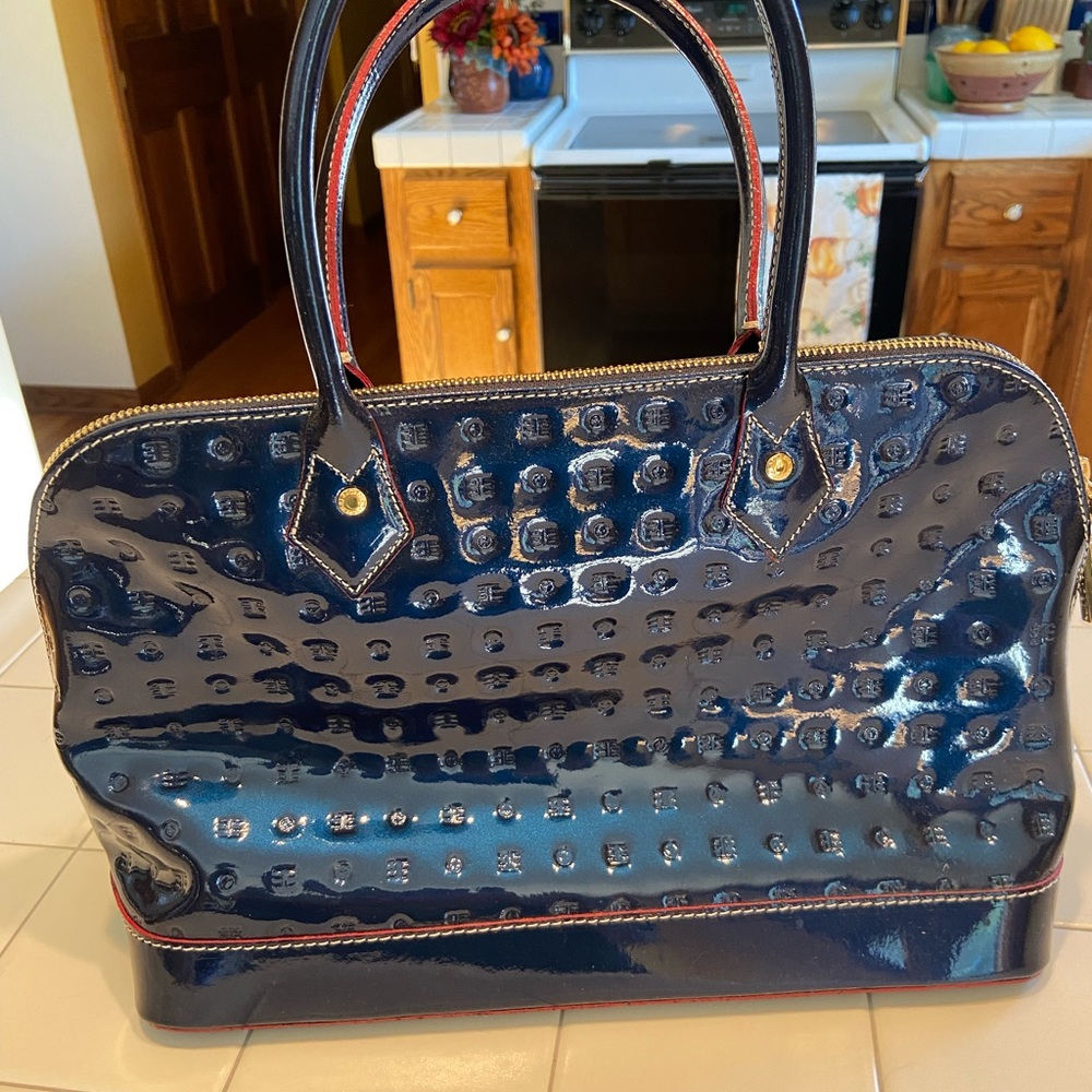Arcadia blue patent leather bag